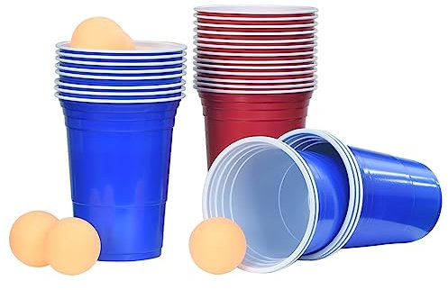 BOWEKAM Home & Garden-Beer Pong - Juego de mesa para cerveza (0,5 L, plástico)