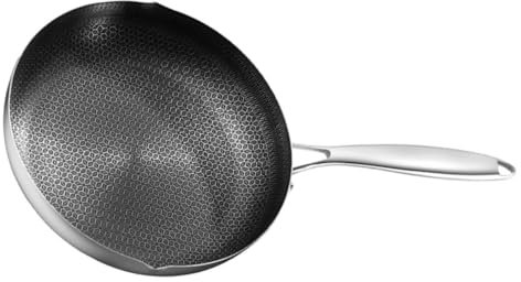Holibanna Padella in Acciaio Inox per Cucina Wok Nido d Ape senza Rivestimento Adatto Tutti i Fornelli Facile da Pulire e Trasportare
