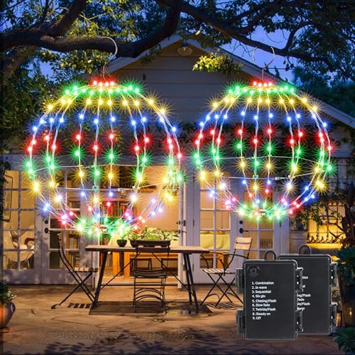 iBaycon Lumières de Noël d'Extérieur Boules Multicolores 33cm+28cm,Lot De 2