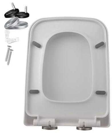 Abattant de toilette carré à fermeture douce avec libération rapide et charnières réglables, siège rectangulaire blanc pour la famille et les adultes