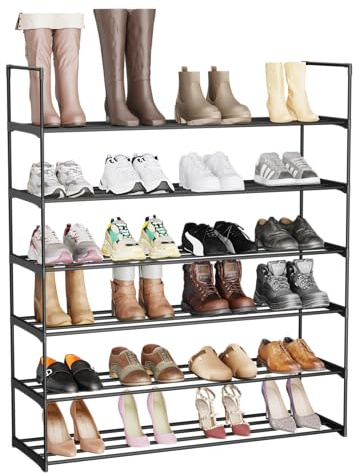 Sekey Estantería Zapatos 6 Niveles Metal - Ahorra Espacio para Entrada/Armario (91x29.5x115cm) - 24-30 Pares, Estructura Antióxido