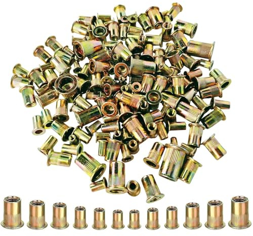 Rivet Nut Tool Kit Rivnut - Napia 850pcs Metric Rivnut Tool Kit M3, M4, M5, M6, M8, M10 RIV Nuts, Carbon Steel Flat Head Hardware Nuts Threaded Inserts for Metal
