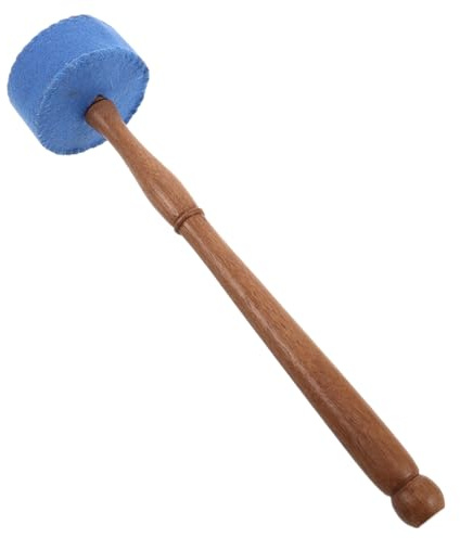 POPETPOP Martillo para Cuenco Tibetano de Madera y Fieltro Azul de 28cm Propiedades Acústicas Mejoradas para Rituales y Meditación Sonora