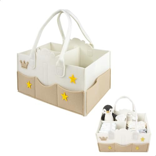 xiruiubao Panier Rangement Bébé Rangement Table a Langer Bebe,Matériau en Feutre,avec Compartiments Amovibles,Organisateur Table a Langer Bebe pour Jouets,Livres D'Images,Collations,Papeterie