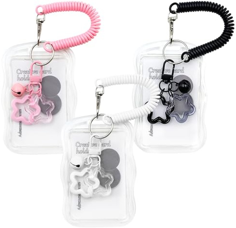 INNAL 3 Pièce Porte Photocard Holder Porte-Carte Photo avec Ressort et Pendentif en Forme D'étoile Protection créative pour Carte de Bus et D'étudiant Afficher une Photo D'idol