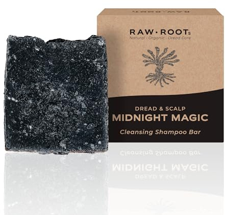 RAW ROOTs Midnight Magic 100 g Cleansing Dreadlock Shampoo in Solid Form Soap Bar for Dreads Soap for Dreads Detox & Deep Cleaning with Activated Carbon, Apple Cider Vinegar & Hemp Seed Oil Vegan