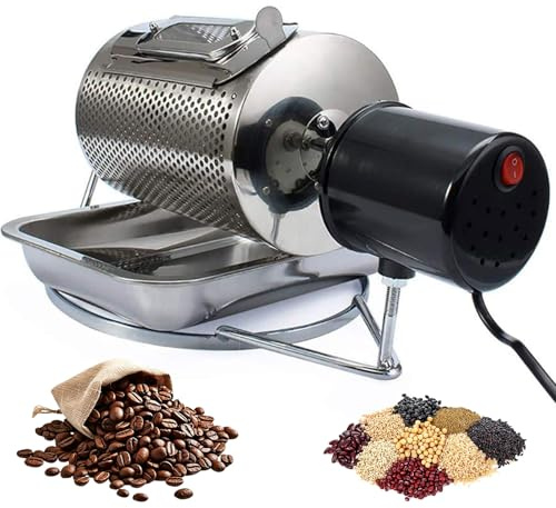 Tostador De Granos De Café 250 G, Tostador De Café De Tambor Eléctrico con Ventana Visible Y Bandeja De Acero Inoxidable, Tostador De Nueces De Grano Doméstico para Tostado De Frijoles De Maní Tienda