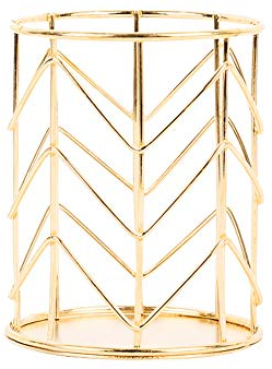 Ruiting Aushöhlen Stifthalter Goldzylinder Bleistift Pot Home Office Tisch Make-up Organizer Eisen Bleistifthalter