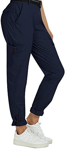 MoFiz Pantaloni da Escursionismo Donna Leggeri Impermeabili Trekking Pantaloni con Tasca Utility Blu L