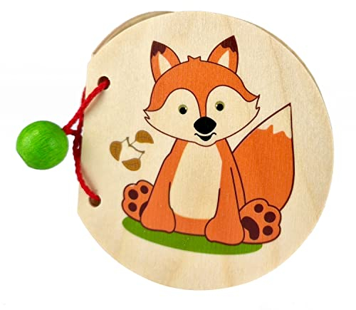 Hess Holzspielzeug 14315 - Bilderbuch aus Holz mit Waldtier-Motiven, handgefertigt, geeignet für Kinder ab 6 Monaten