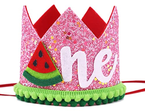 Watermelon First Birthday Crown - One in a Melon Baby 1st Birthday Party Decorations and Supplies