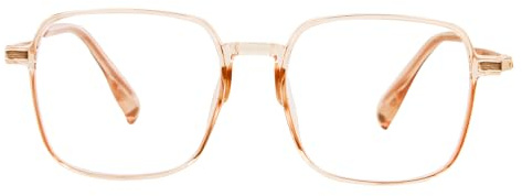Cncedi Oversized Reading Glasses +1.50, Large Frame Square Anti Eyestrain Blue Light Blocking Glasses for Women TV Phone Computer Book (Crystal Brown)