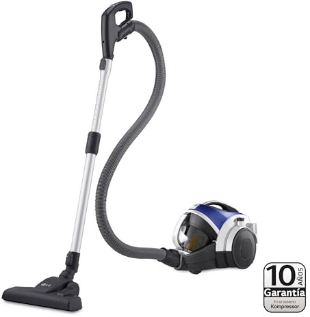 LG VK8506NHAC - Aspirador sin Bolsa 650W, Sistema Kompressor, Turbo Ciclónico, Aspiradora Tubo Telescópico, Depósito 1,2Lx3, Regulador Potencia, Especial mascotas, Cepillo 2en1 alfombra-suelos,Azul