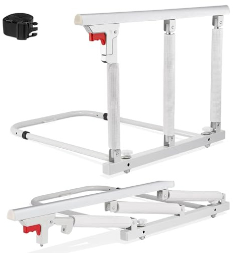 Novelfun Bed Rails for Elderly Adults Safety, Folding Bedside Assist Rail Support Handle 68 x 50 CM Upgrade Length and Height Safety Side Protector Fit King, Queen, Full & Twin