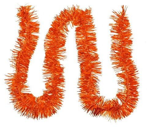 Guirlande de guirlandes métalliques brillantes de 10 m pour sapin de Noël, décoration de Noël et décoration de fête, orange