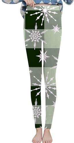 Yoga-Leggings für Damen, Winter, warme Hose, weiche Hose, Damen, Herbst, Winter, Samt, warm, Weihnachten, Retro, bedruckt, Heim-Leggings, Winter, Lauf-Leggings, grün, S