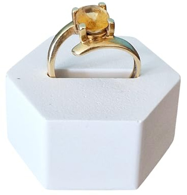 Lolydol Porte bague anneau porte bijoux présentoir artisanal en plâtre céramique (Héxagonal 1 bague)