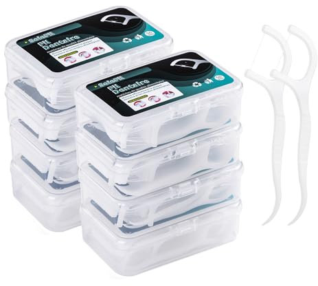 400 pezzi filo interdentale SetaFil, forchetta interdentale, con contenitore igienico e portatile. Cura dentale per tutta la famiglia.