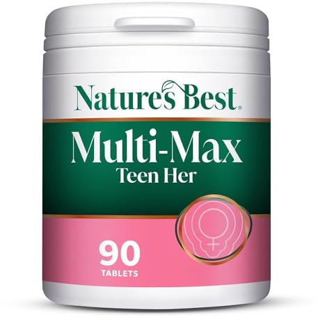 Nature's Best Multi-Max Multivitamin for Teen Her - Growth & Development Support for Girls 13-19 - with Iron, Vitamin B6 & Vitamin C - UK Made - 90 Tablets (3 Months' Supply)