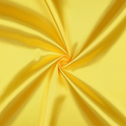 VmG-Store Tessuto di raso, 2 m x 146 cm, tessuto di raso, non al metro, in poliestere setoso da cucire, per vestiti, tende, costumi da donna, gonna (008 giallo)