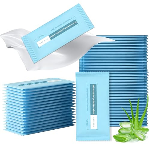 50 toallitas refrescantes, papel higiénico húmedo, tamaño de viaje, toallitas refrescantes para cara y manos, papel higiénico húmedo, biodegradables para el hogar, oficina, exteriores