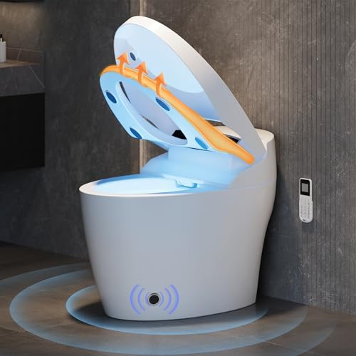 Homary WC Giapponese Intelligente con Bidet Incorporato, Bianco, 4.84 L/Scarico, Sedile Riscaldato e Funzioni Regolabili, Scarico a Sifone, Coperchio Automatico e Scarico Orizzontale, J021123606