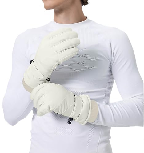 Generisch Gants de ski Gants de ski Gants de ski Automne et Hiver pour hommes et femmes, Sports de plein air, Gants d'équitation de moto rembourrés et épaissis (beige, L)