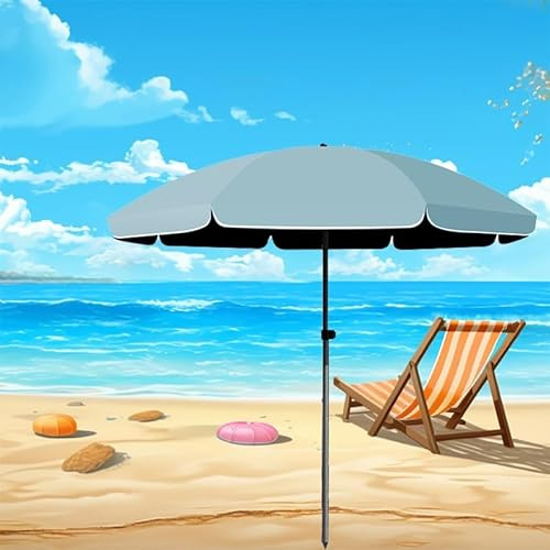 VUBYSG Portable Beach Umbrella 6.5ft-10ft - Adjustable Outdoor Sun Shade Lightweight Garden Parasol with 8 Ribs for Enhanced Stability Perfect for Patio & Beach Use,G,Green-3.0m/10ft