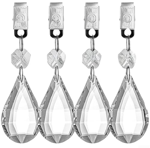 Clip de metal para pesos de lágrima de cristal, paquete de 4 para estabilidad de mantel, posicionamiento de cortina de ducha y anclaje temporal de tela (C)