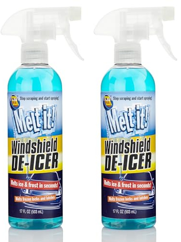 E·Z·R Windshield De-Icer. Melt it! Instantly Melts Ice & Winter Frost For Car Windshields, Windows, Mirrors, Key Locks, & Latches, Snow Melting Defrost Liquid For Car Window Cleaner, 17 Fl Oz, 2-Pack