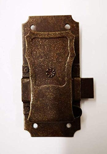 Serratura forgiata in ferro da restauro per mobili antichi e in arte povera. FS 101.20 MADE IN ITALY finitura ruggine entrata mm.20.Linea IL FORGIATO (UTENSIL LEGNO)