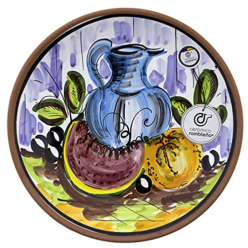 CERÁMICA RAMBLEÑA | Plato Decorativo para Pared | Plato de Cerámica | 100% Decorado a Mano | 21x21x2.5 cm