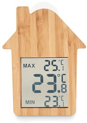Station Météo – Forme Maison – Thermomètre – Bois Bambou – Ventouse – Cadeau