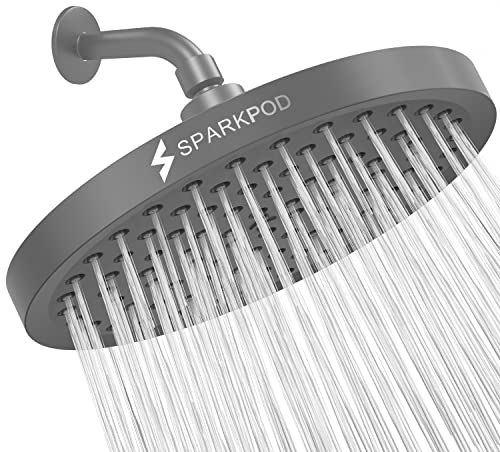 SparkPod Pomme de douche fixe - Pluie haute pression - Look moderne de luxe - Installation facile sans outil - Remplacement parfait et réglable pour votre pommeau de douche de salle de bain (rond de