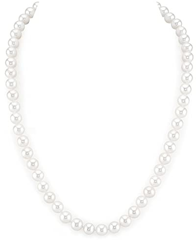 LIHELEI Collar de Perlas, Collar de Perlas Mujer de 6mm, Plata Collar Largo de Perlas de Imitación, Collar de Perlas Unisex, Collar de Perlas de Joyería para Mujer y Hombre - 50cm