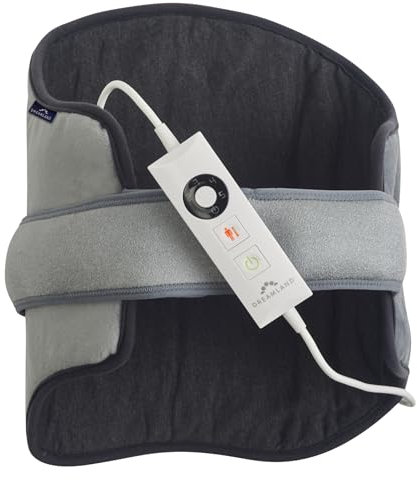 Dreamland Revive Me – Back Heat Pad, Grey, Fast Heat-up, 3-Hour Adjustable Temperature, Auto Safety Shut-Off, Machine Washable, Specifically for Back, Size Adjustable, 61x38cm