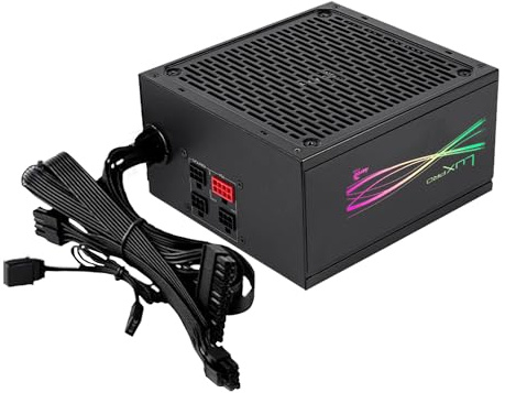 Aerocool LUXPRORGB650M, Semi-Modular RGB 650W Netzteil, 80Plus Bronze +88%, Japanische Kondensatoren, 14cm FDB-Lüfter mit APFC-Technologie, ARGB-kompatibel, 5 Jahre Garantie, Schwarz