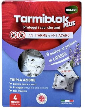 Antitarmico e Antiacaro Profumato (Antitarme e Anticaro 20 pz. profumo Lavanda)