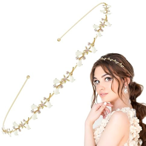 FUKPO - Serre-tête de mariage - Diadème de mariage - Couronne de mariée - Paillettes - Bijou de tête de mariée - Diadème en strass - Bandeau pour filles et adultes - Cheveux longs et courts