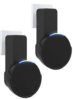 Maxonar Ech0 P0p - Soporte de pared para altavoces (2 paquetes), sin tornillos, sin necesidad de taladro, cable de almacenamiento oculto compatible con Google Nest, Ech0 P0p, color negro