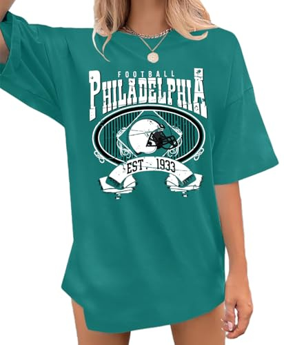 Football Shirts Women Game Day Oversized Shirt Football Team Fan Tee Green