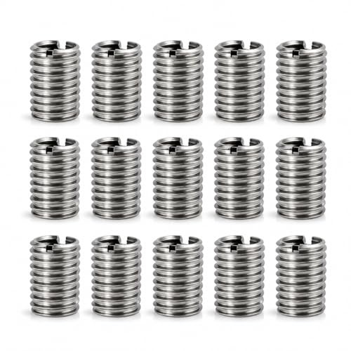 15 st. M10 till M8 gänginsats, reduceringsmuttrar hane, rostfritt stål, invändig gänga M8 x 1.25, yttergänga M10 x 1,5 för reparation av mekaniska industriella gängor
