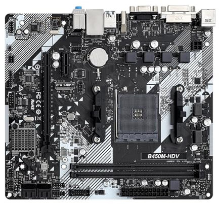 WLTDYZZLDN La Scheda Madre Fit for ASRock B450M-HDV R4.0 Supporta CPU 2600X, 3600X, 5600G, 5600X, 5700X, 5800X3D, DDR4, 3200 MHz, HDMI, M.2, AM4, MATX. Motherboard