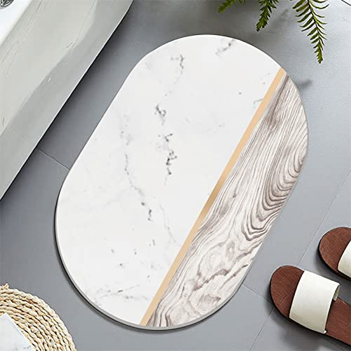 Tappetino da bagno antiscivolo in diatomite, ad asciugatura rapida, assorbente, lavabile in lavatrice, tappetino da doccia in pietra bianca, 70 x 120 cm, tappeto antiscivolo da bagno