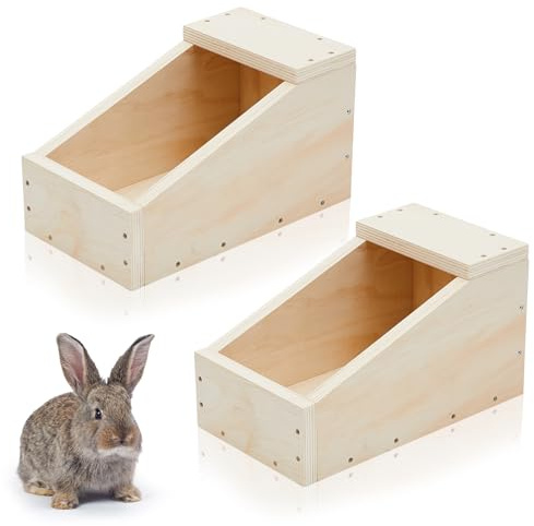 Maxcheck 2 Pack Wooden Rabbit Nesting Box, 14x8x8 Inch Hutch Hideout