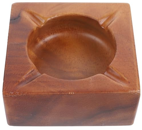Veemoon Cendrier en Bois Vintage Grand Format Cendrier Domestique de Table Pratique Surface Lisse Polie pour Maison Bureau et Décoration Intérieure et Sécurisé