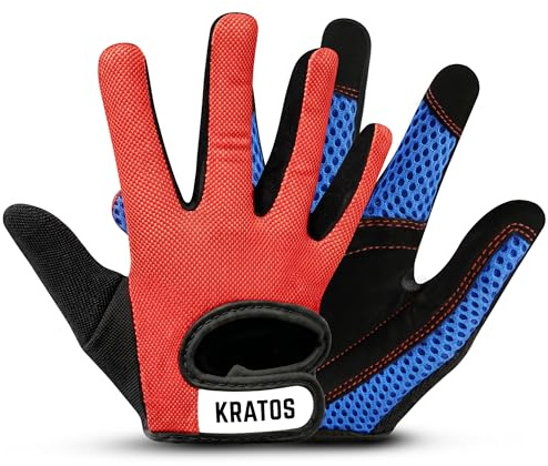 Kratos Anti Slip Kids Bike Gloves For Kids Boys & Girls Best Toddler Bike Gloves Ages 2-8 Full Finger Cycling Gloves For Youth Sports Like Mtb, Bmx Dirt Biking