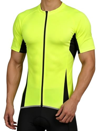 BSBUY Cykeltröja för män, kortärmad, cykel-t-shirt, snabbtorkande, cykeltopp med fickor, hel dragkedja, cykeltröja, herrar, vägcykel, jerseyjacka, cykeltur, sport, MTB-kläder