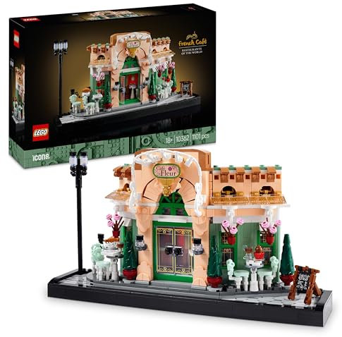 LEGO Icons French Café Building Set for Adults - incl. a Picturesque Facade, Hanging Flowerpots & Ornate Seating - Model Kit for Home or Office Desk Decor - DIY Gift Idea for Women & Men - 10362