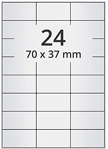 Wetterfeste Folienetiketten auf A4 Bogen, silber - 70 x 37 mm - 2.400 Polyester Etiketten auf 100 Blatt, selbstklebende PET Etiketten, matt, Typenschild-Aufkleber